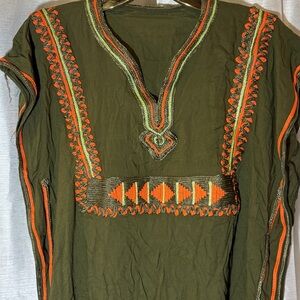 Handmade Vintage Olive Green Tunic Dress